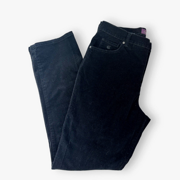Y2K Gloria Vanderbilt Corduroy Pant Jeans Sz 14 Black Straight Leg High Rise - Picture 13 of 16